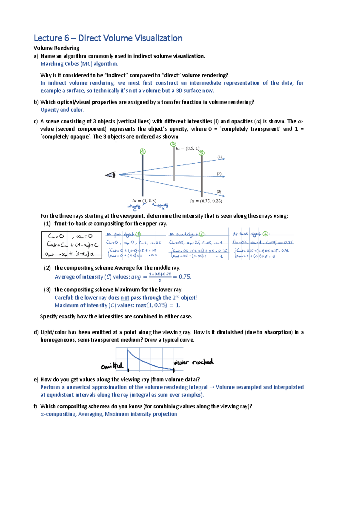 Sample questions Lecture 6 Solution - Lecture 6 – Direct Volume ...
