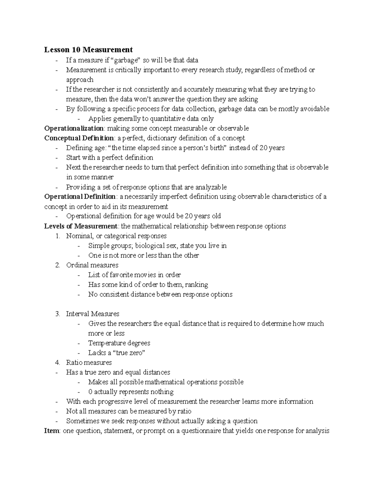 COM 240 Ch 10 Taught by Ryan Hurley Lesson 10 Measurement If a