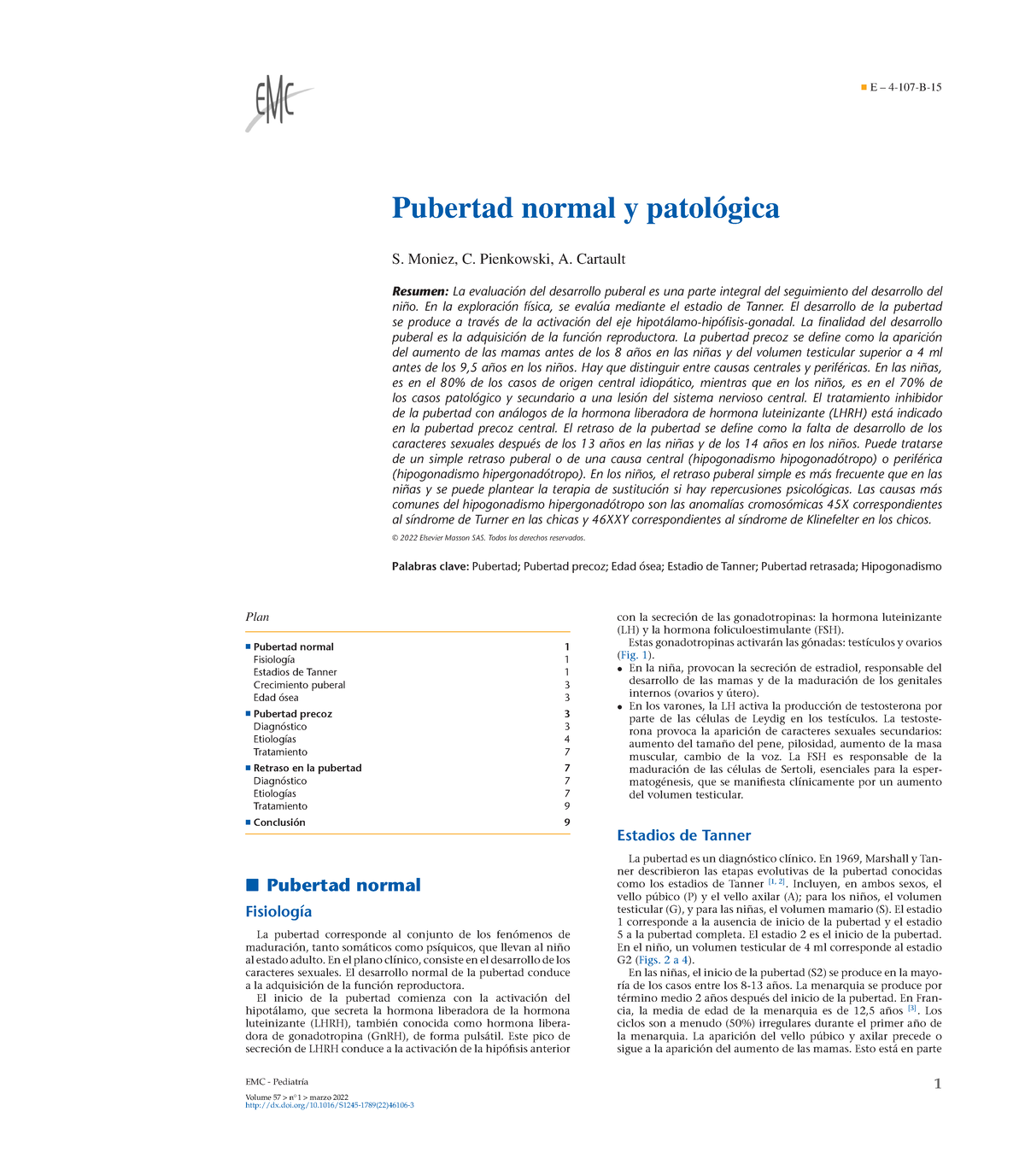 Pubertad Precoz - Resumen - E – 4-107-B- Pubertad Normal Y Patológica S ...