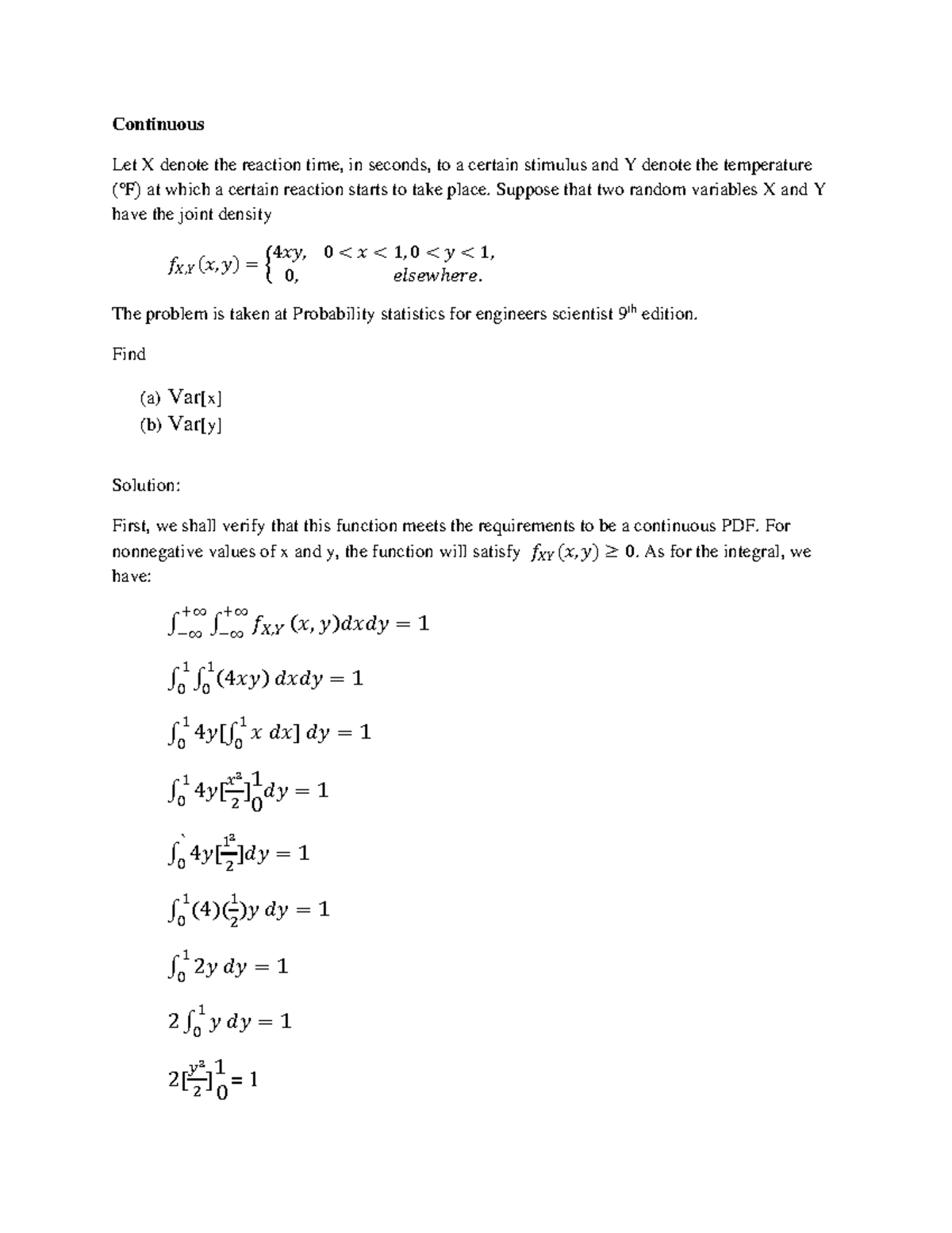 Statistical theory problems and solutions variance continuous let 