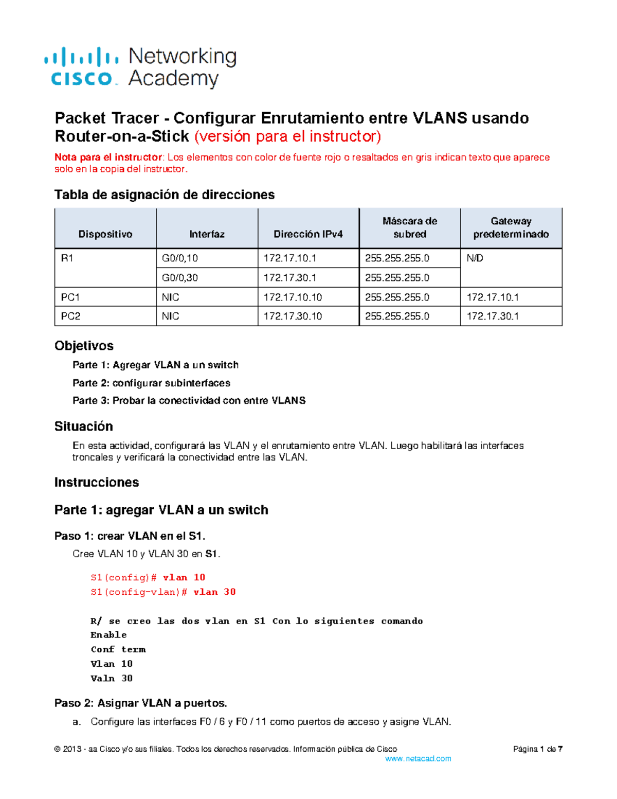 4.2.7 Packet Tracer - Configure Router-on-a-Stick Inter-VLAN Routing ...