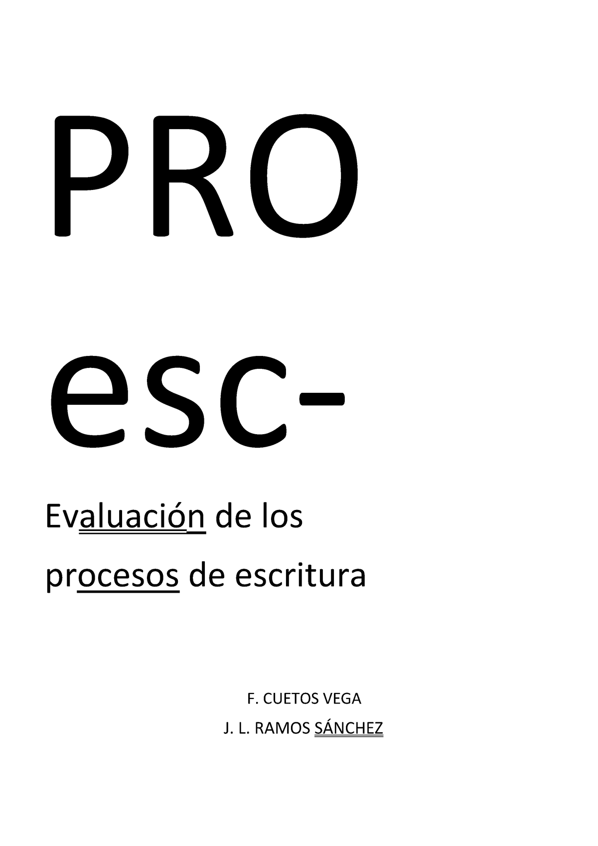 Comprar Proesc, Evaluacion de los Procesos de Escritura De Fernando Cuetos  Vega - Buscalibre