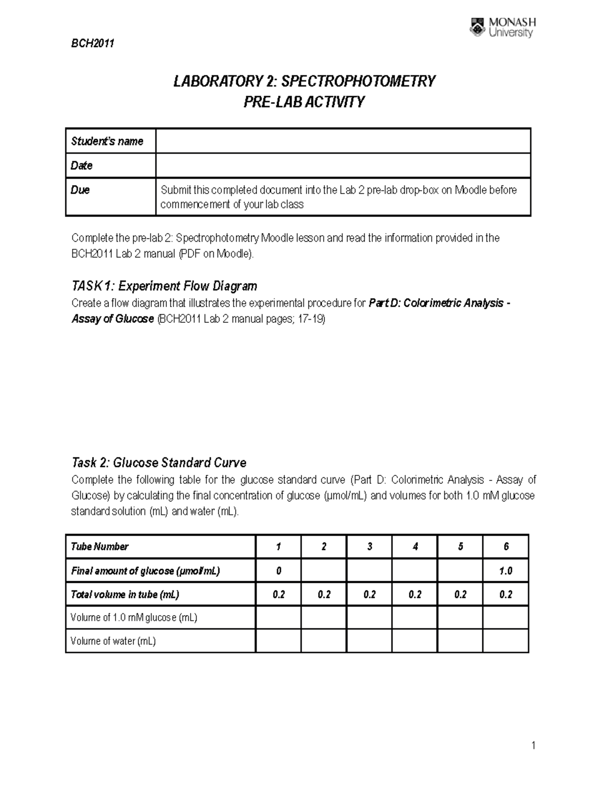 BCH2011 Prelab 2 Activity BCH LABORATORY 2 SPECTROPHOTOMETRY PRE