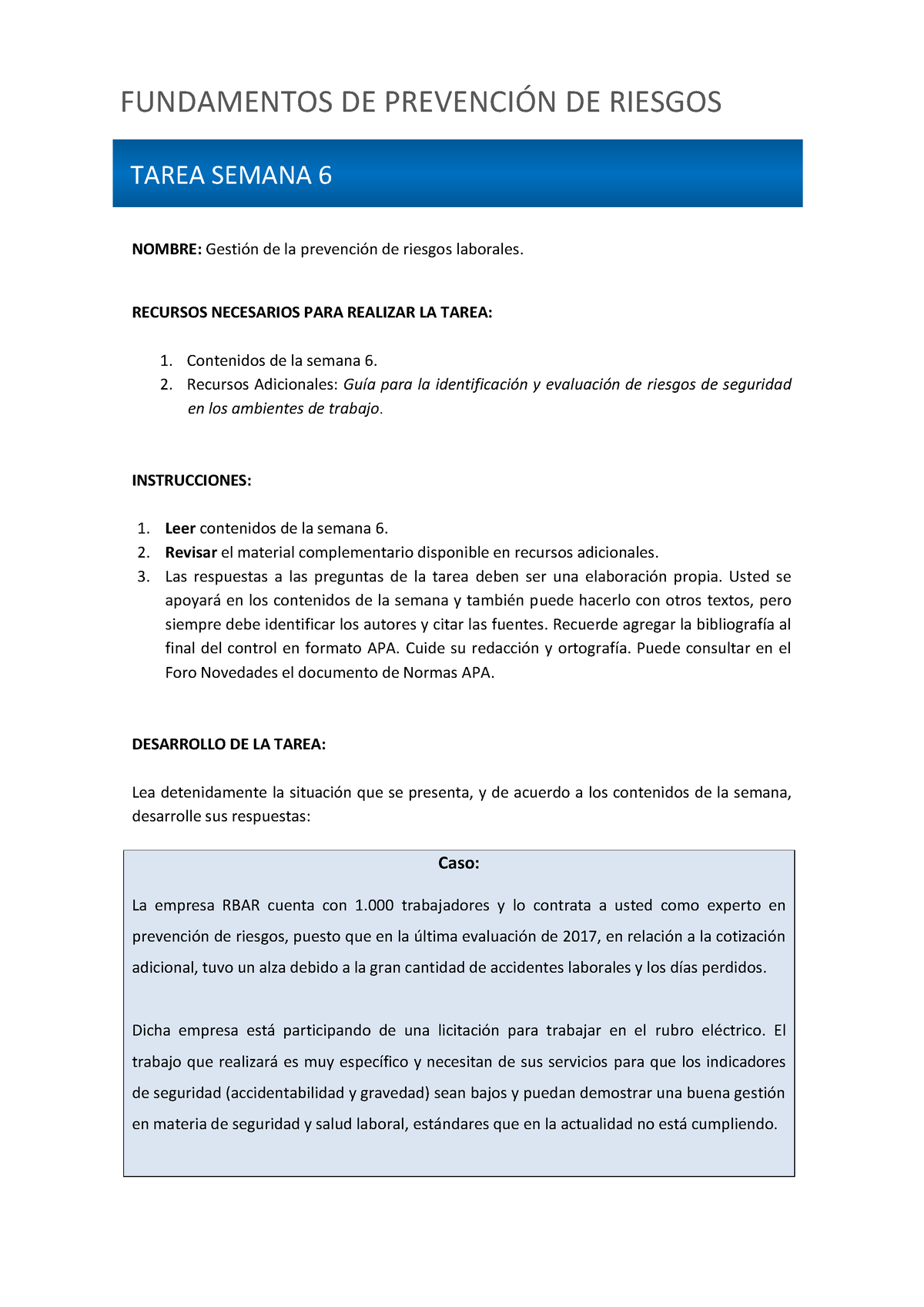 S6 Tarea - Hab3 - NOMBRE: Gestión De La Prevención De Riesgos Laborales ...