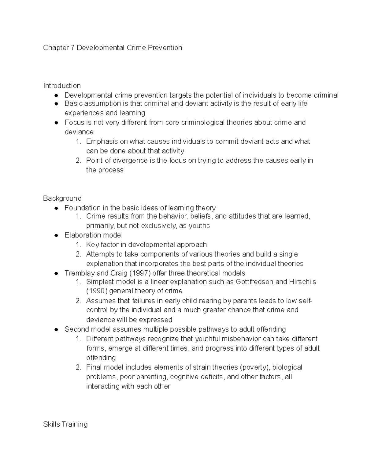 Chapter 7 Developmental Crime Prevention Chapter 7 Developmental