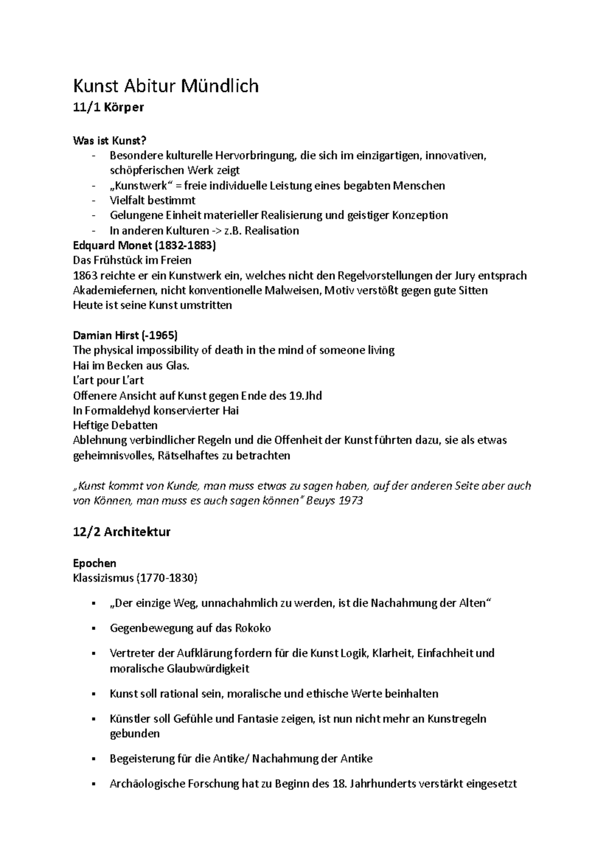  Kunst Abitur Mündlich 11/1 11/2 - Kunst Abitur Mündlich 11/1 Körper Was 