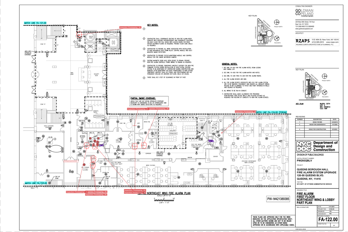 FA-122.00 FIRE Alarm First Floor Northeast WING Lobby PART PLAN Rev.1 ...