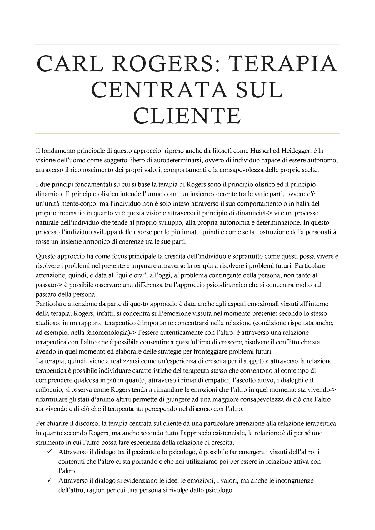 Modello Centrato SUL Paziente - CARL ROGERS: TERAPIA CENTRATA SUL ...