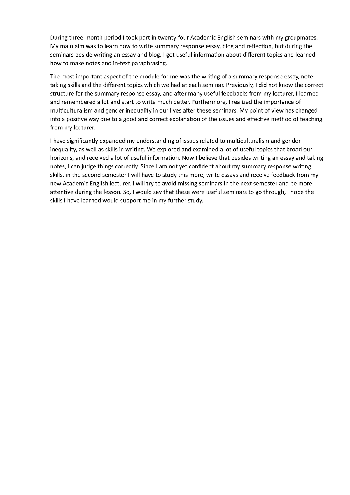 Reflection cw - Executive summary introduction literature ...