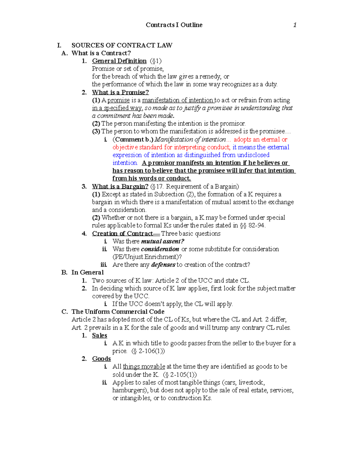 van-detta-outline-2-i-sources-of-contract-law-a-what-is-a-contract