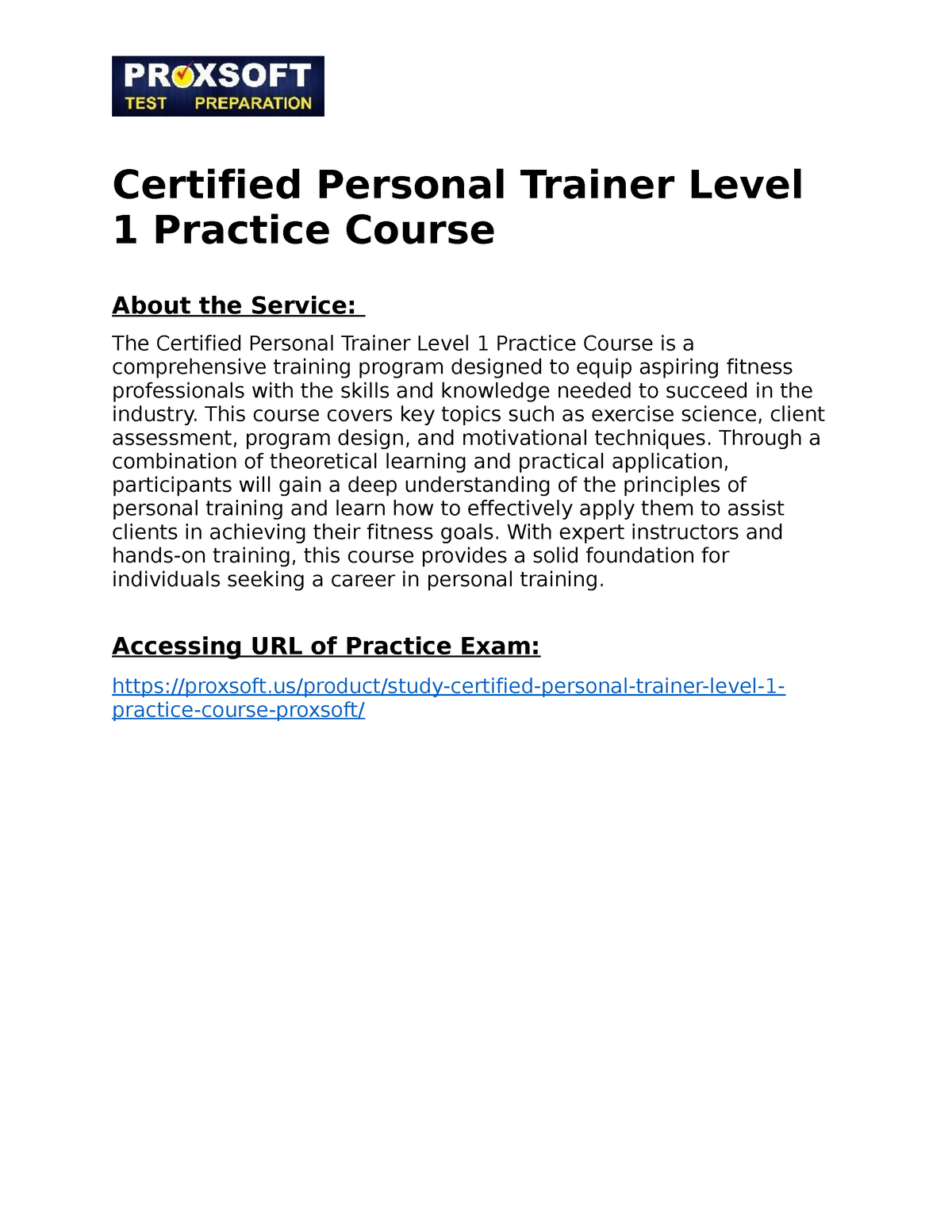 Certified Personal Trainer Level 1 Practice Course - This Course Covers ...