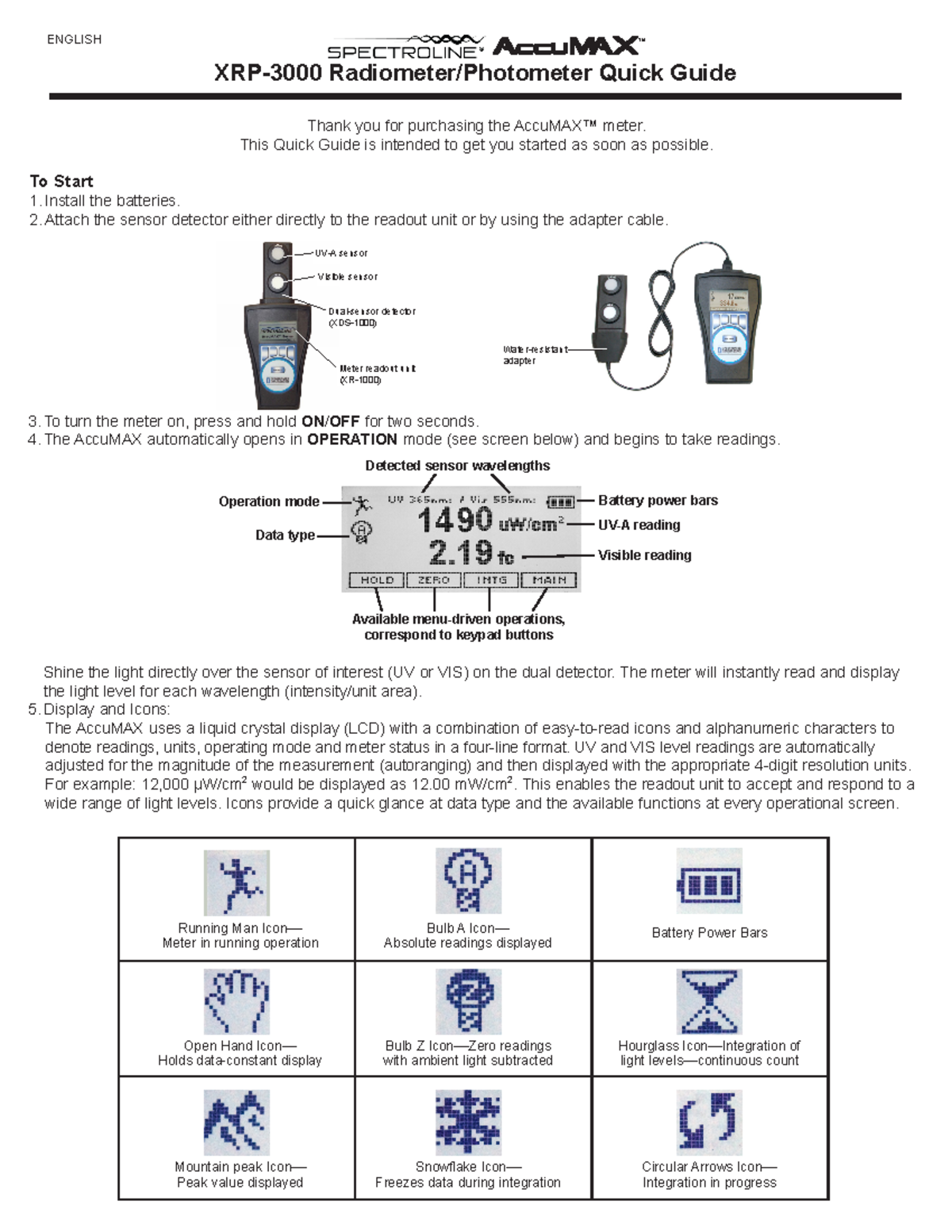 Luxometro - UV-A sensor Visible sensor Dual-sensor detector (XDS-1000 ...