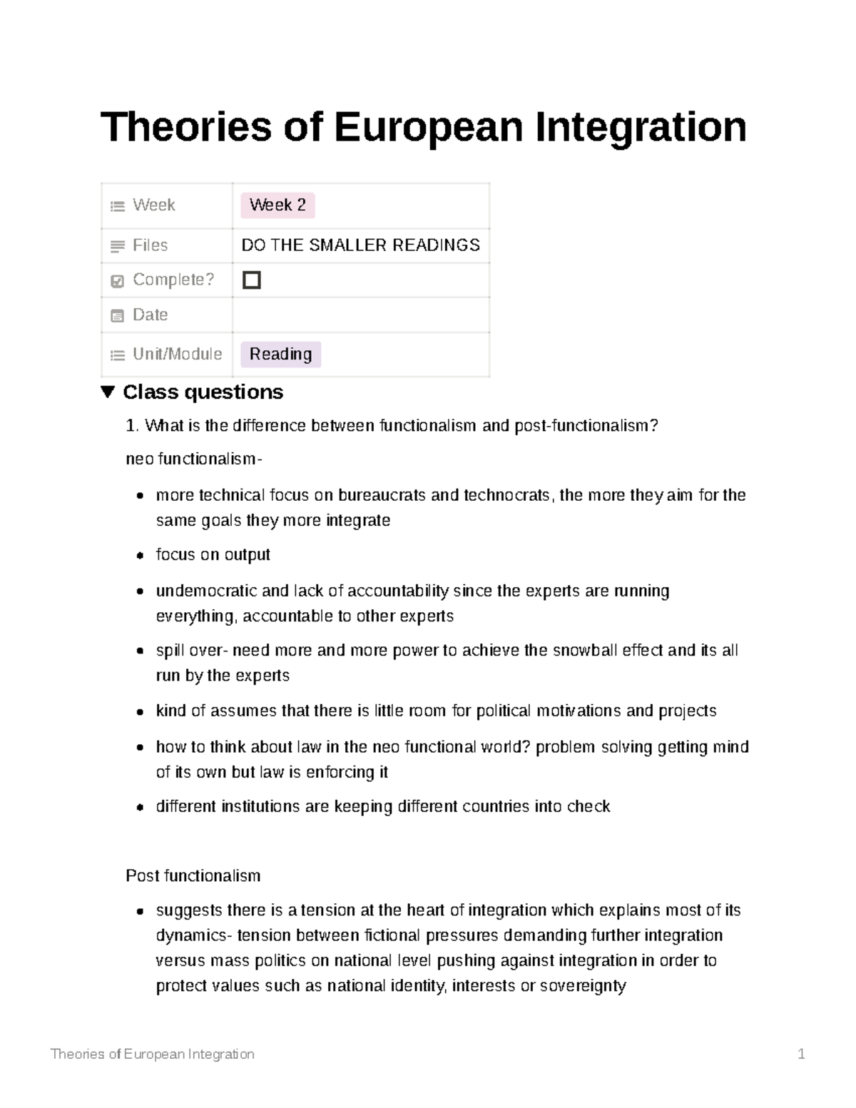 Theories Of European Integration EU Law - Theories Of European ...