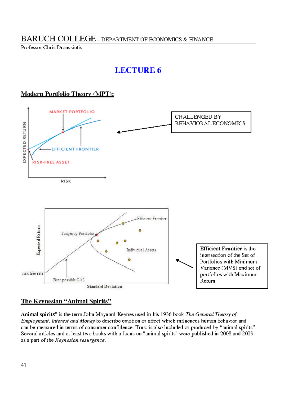 Fin 3710- Chapter 6 Notes - Professor Chris Droussiotis LECTURE 6 ...