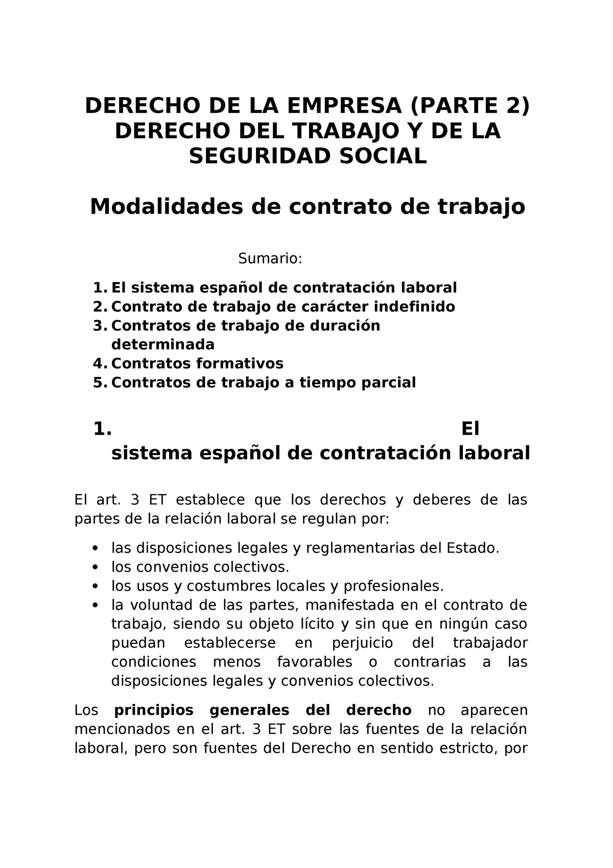 Derecho De La Empresa Leccion 2 Modalidades De Contratación Derecho De La Empresa Parte 2