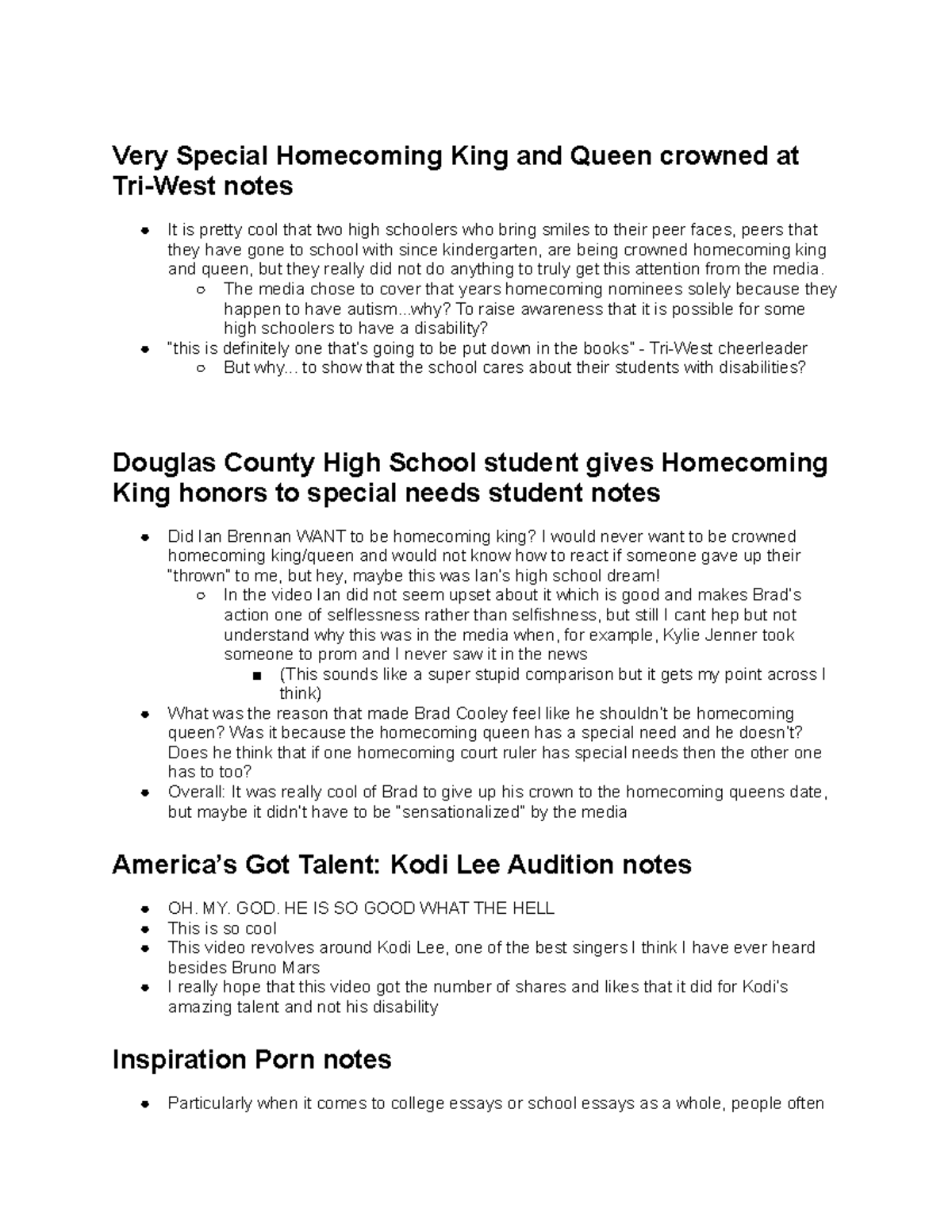 Inspiration porn - ted talk reflection notes - Very Special Homecoming ...