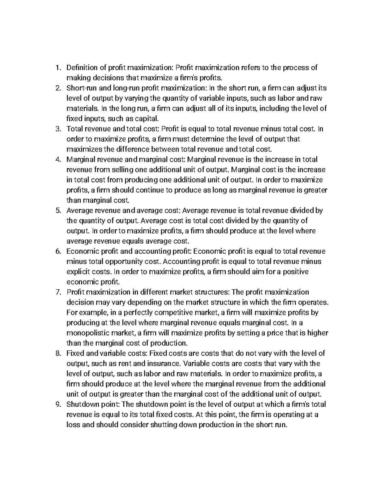 Study profit maximization - Definition of profit maximization: Profit ...