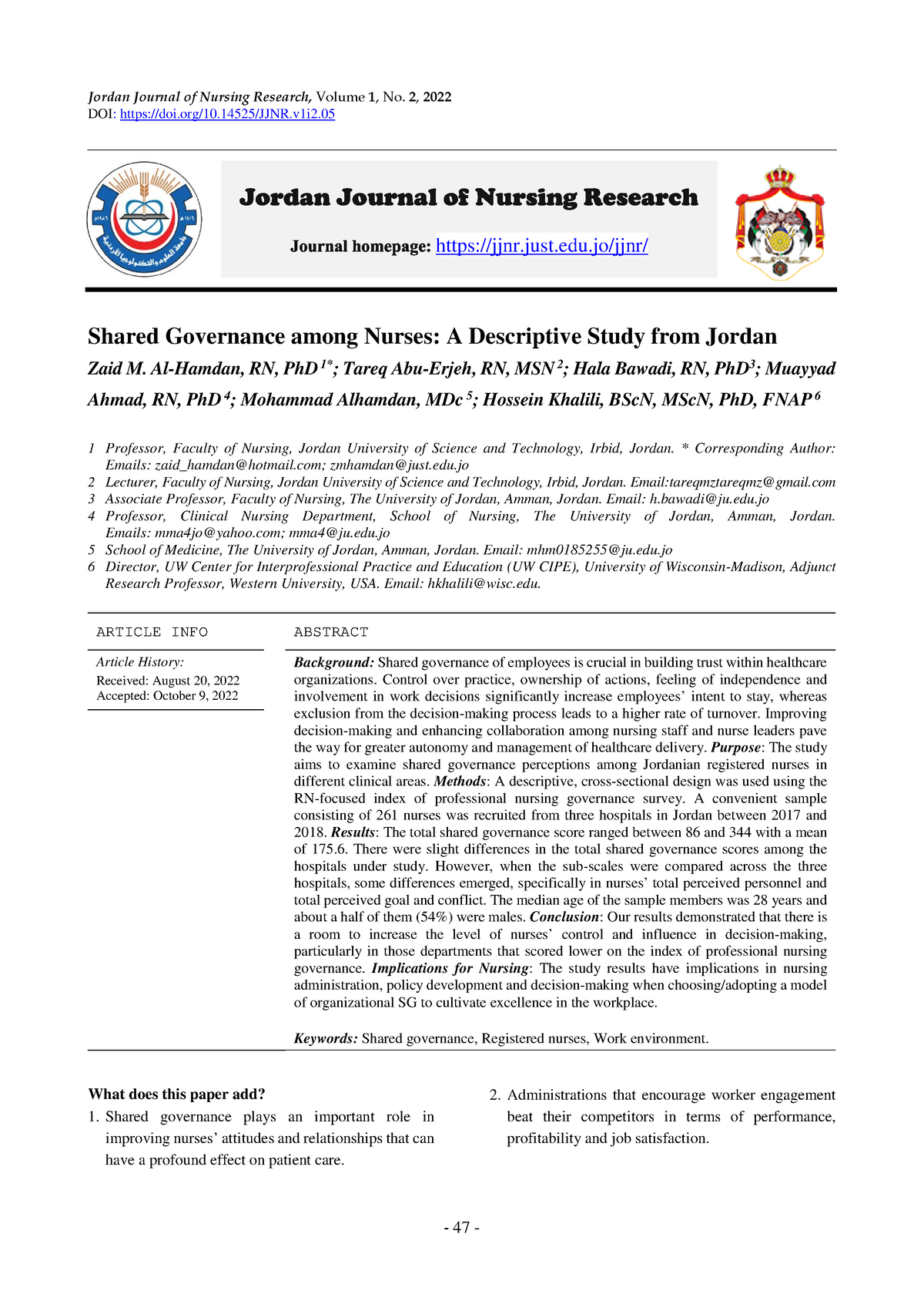 23 - sepsis - Jordan Journal of Nursing Research, Volume 1 , No. 2 ...