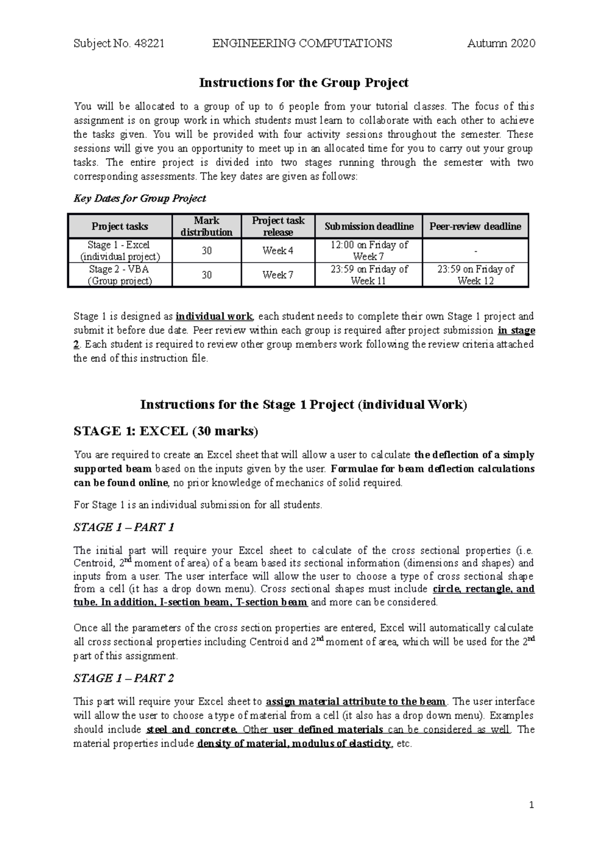 2020A - Project instruction (1)(5) - Instructions for the Group Project ...