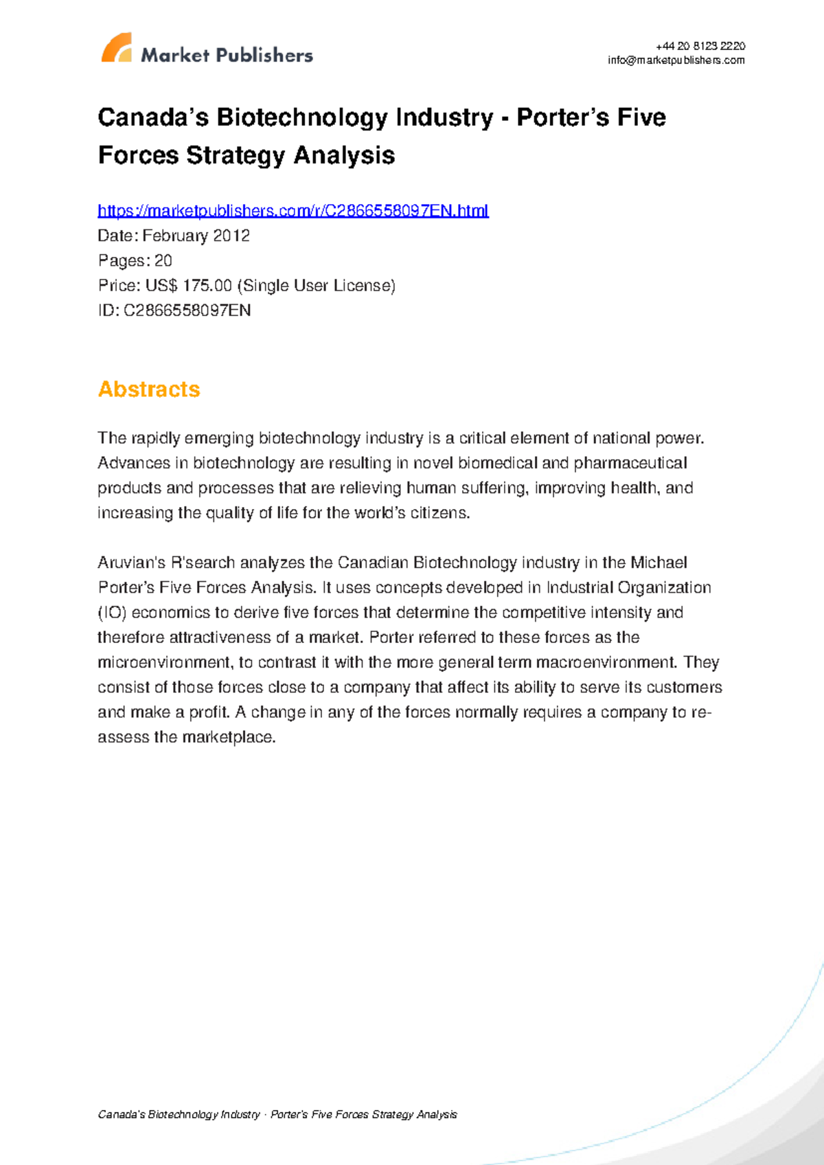 Canada’S Biotechnology Strategy – FBQA