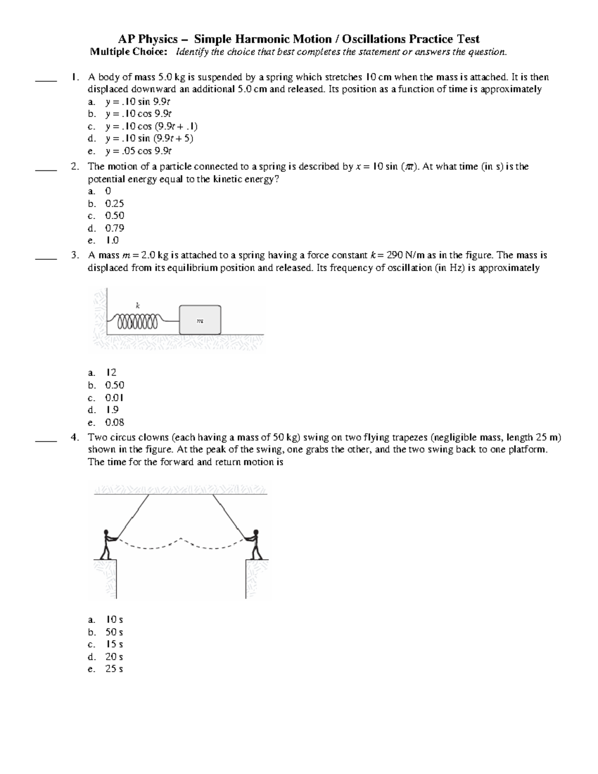 Oscillations notes AP Physics Simple Harmonic Motion