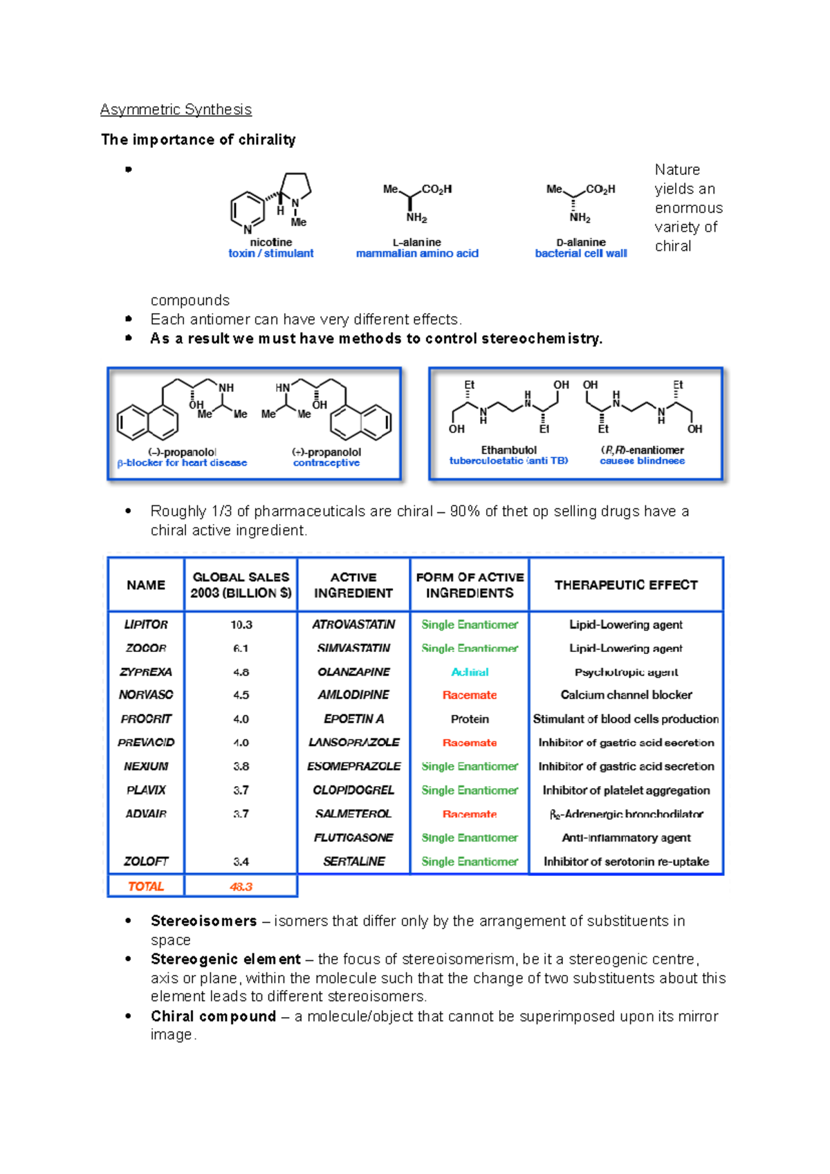 Asymmetric Synthesis - Lecture Notes 1 - Asymmetric Synthesis The ...