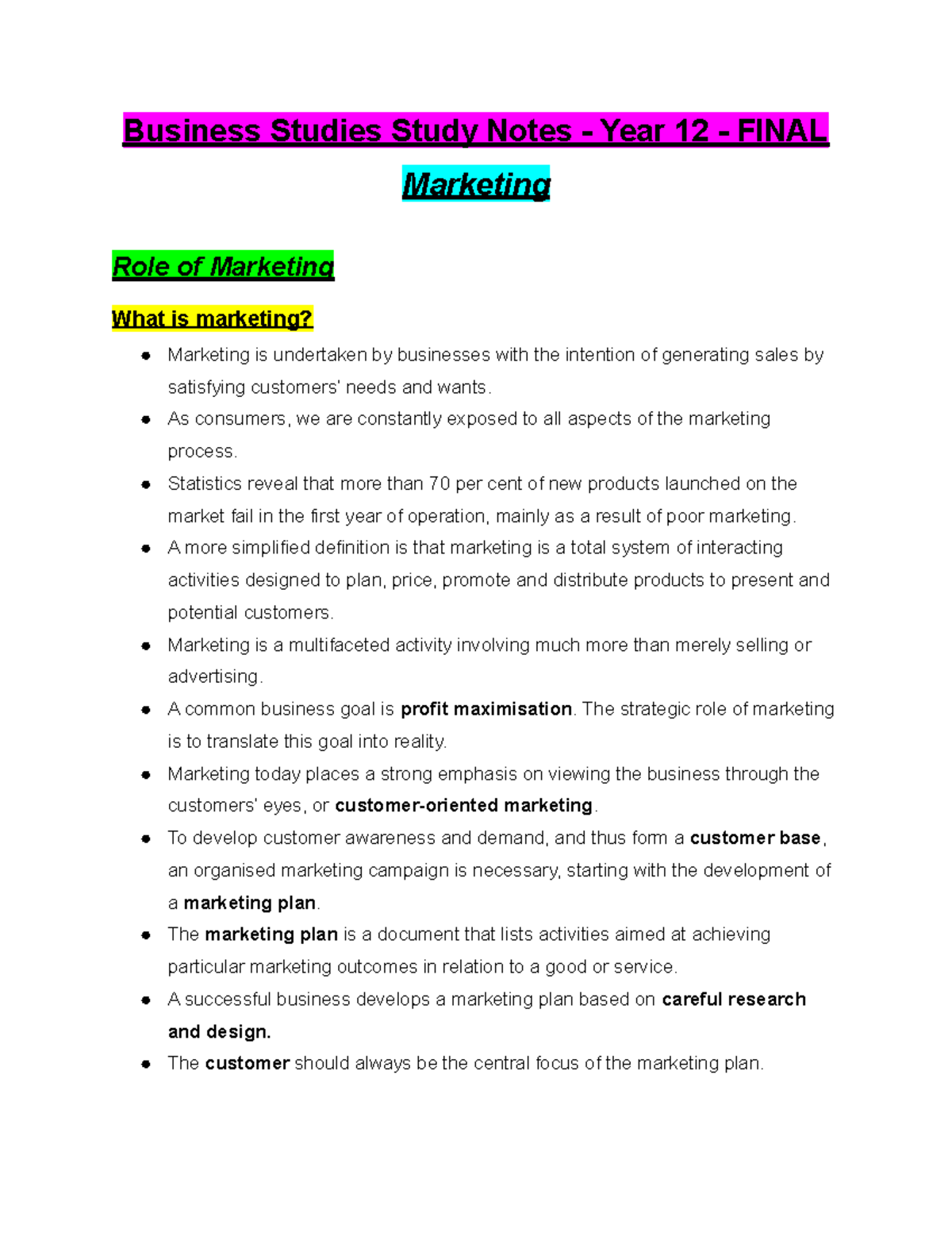 Business Studies Study Notes - Year 12 - Final - As consumers, we are ...