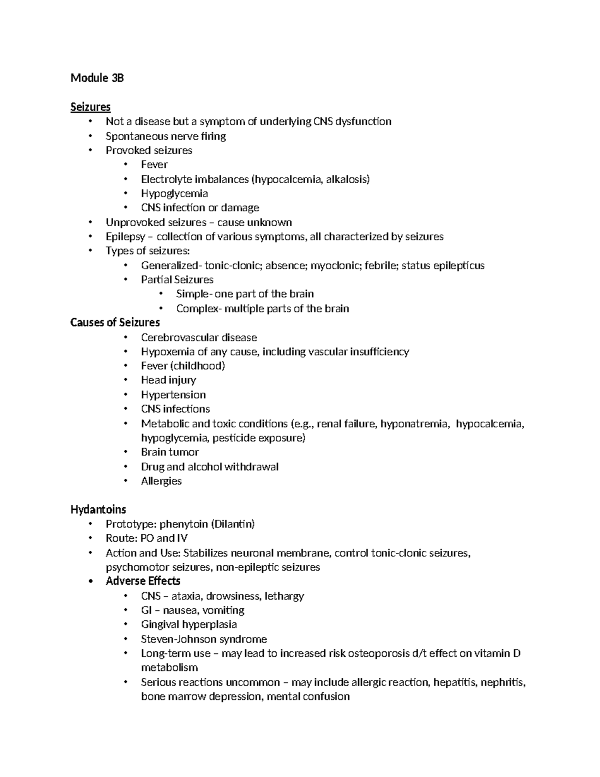 Module 3B notes 320 - Module 3B Seizures - Not a disease but a symptom ...