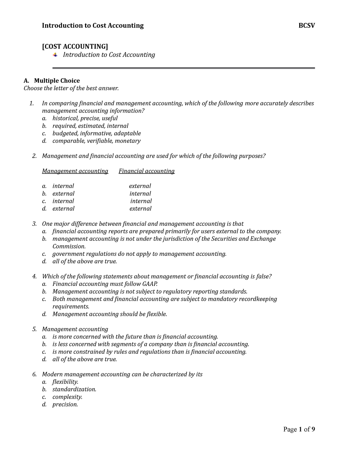 COST Accounting 1 1 Final - [COST ACCOUNTING] Introduction To Cost ...