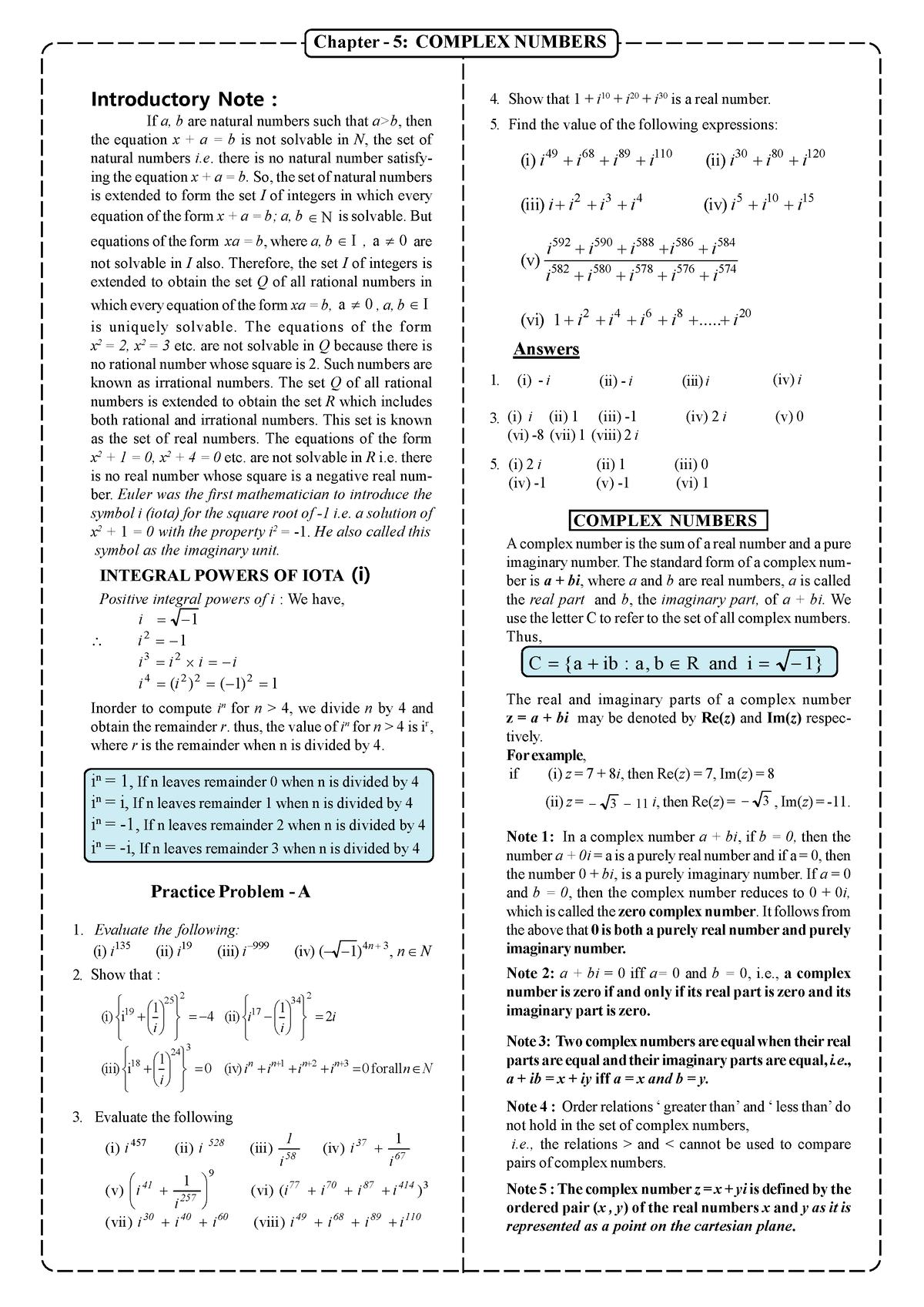 Complex Numbers - Introductory Note : If A, B Are Natural Numbers Such ...