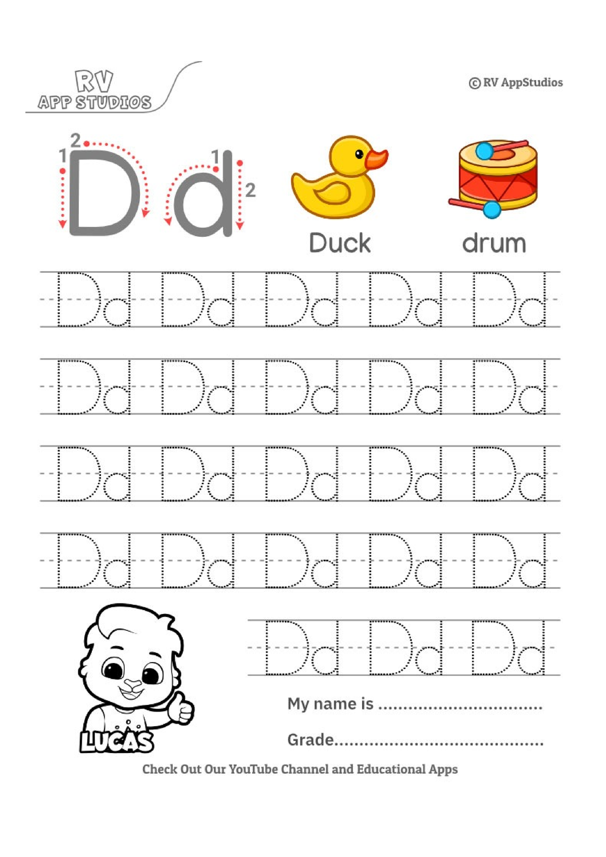 247 free printable worksheets for kids alphabet letter dd tracing ...