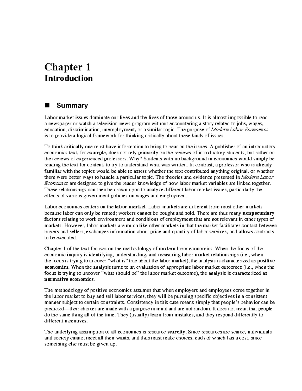 Chapter 1 - Chapter 1 Introduction Summary Labor market issues dominate ...