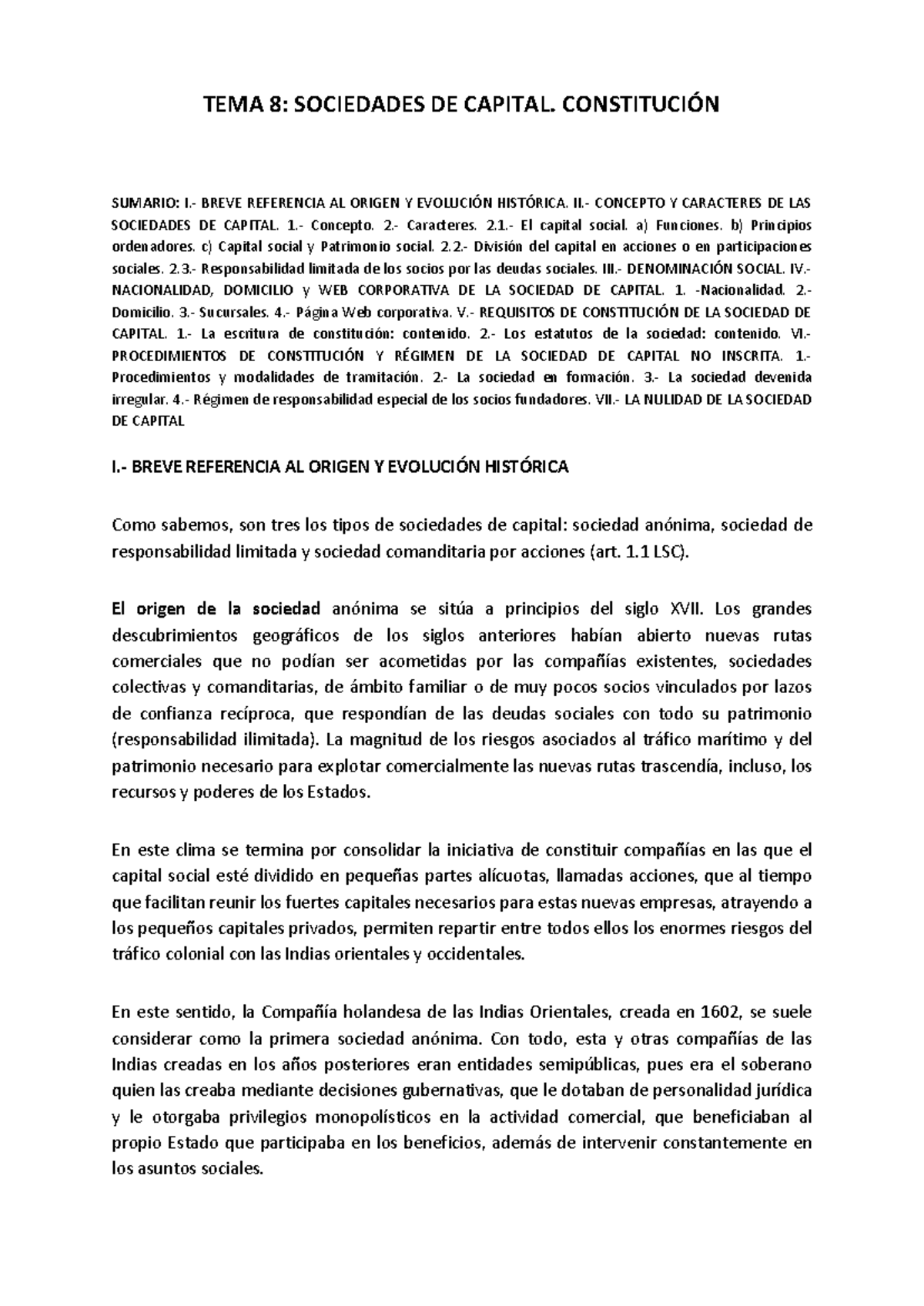 TEMA 8 Sd C Constitución - TEMA 8: SOCIEDADES DE CAPITAL. CONSTITUCIÓN ...