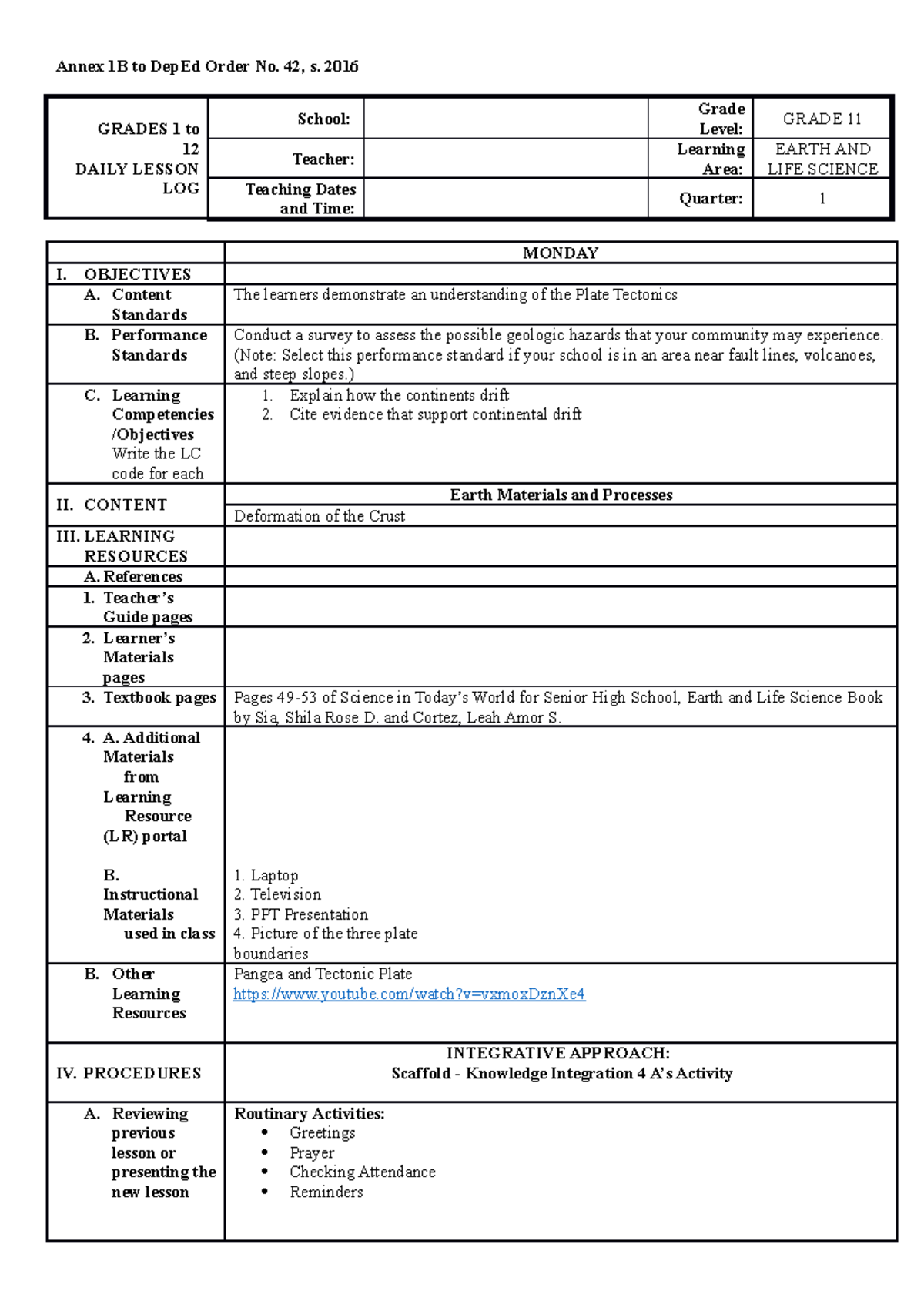 Earth Materials and Processes - Annex 1B to DepEd Order No. 42, s. 2016 ...