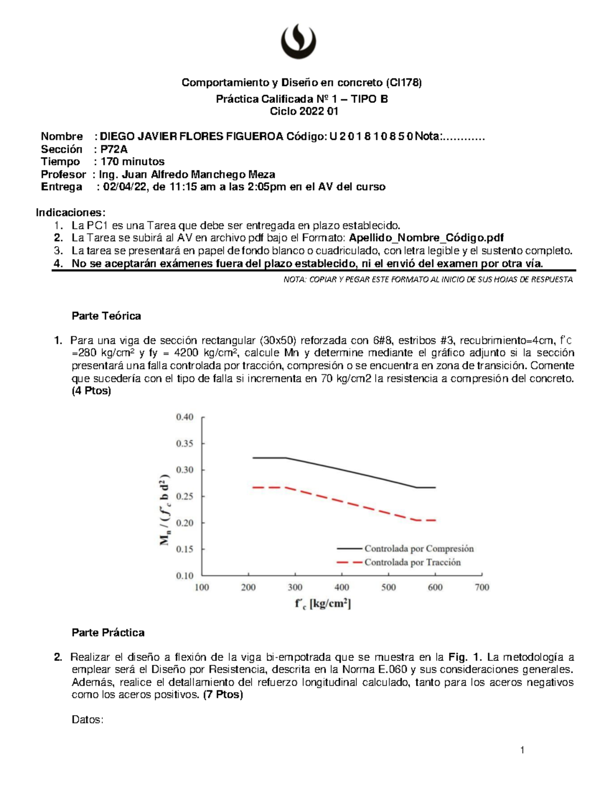 PC 01 Tipo B Concreto Armado 020422 Diego Flores Figueroa 16 De Nota ...