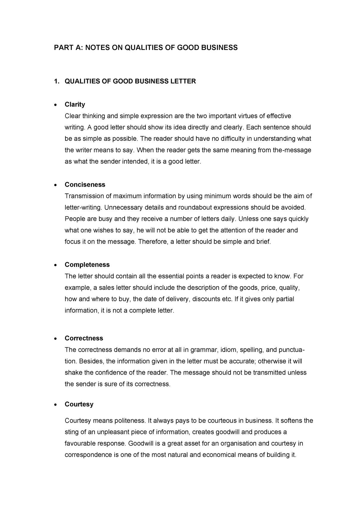 What Are The Characteristics Of Good Business Letter