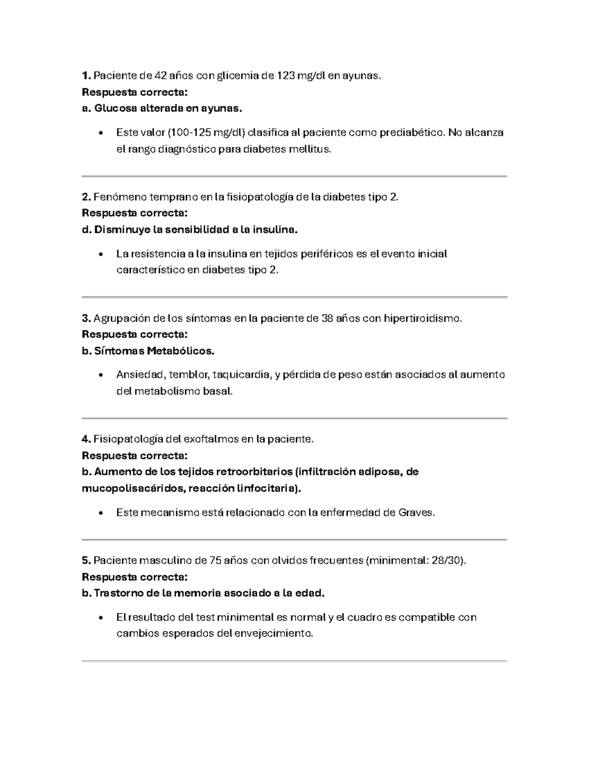 Respuestas Del Examen Y Porque Paciente De A Os Con Glicemia De Mg Dl En Ayunas