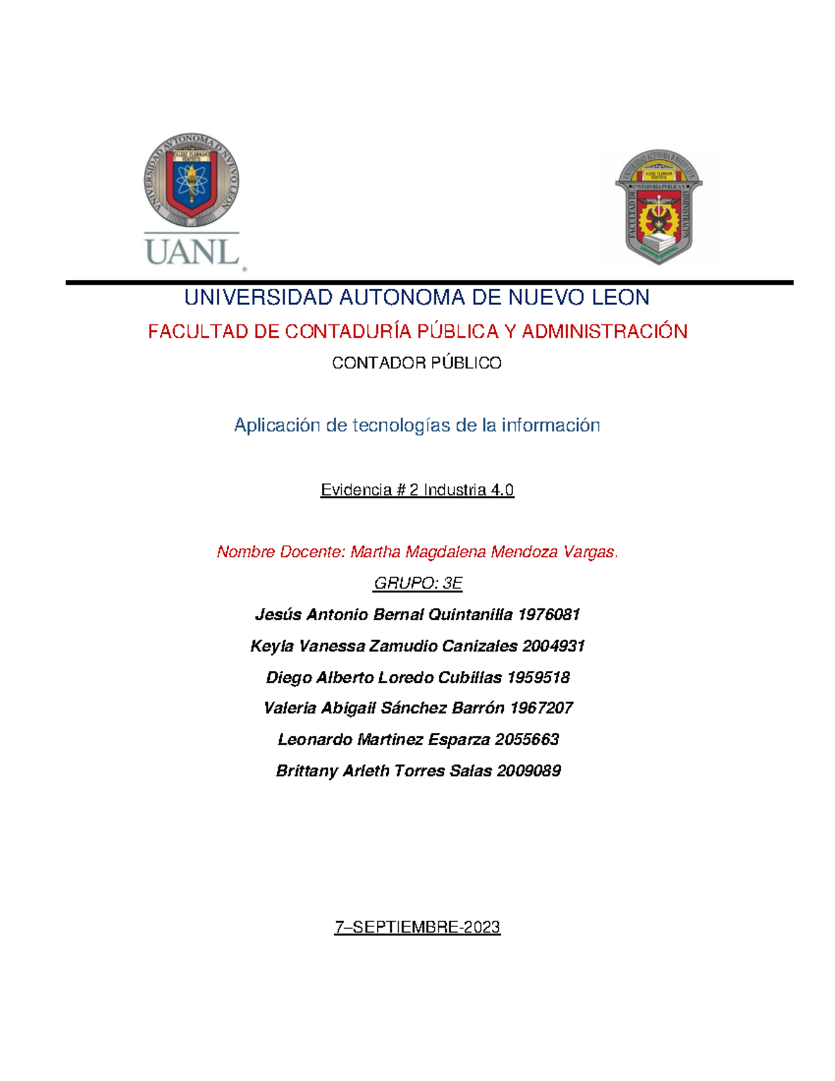 EV2 Industria 4.0 equipo 7 - UNIVERSIDAD AUTONOMA DE NUEVO LEON ...