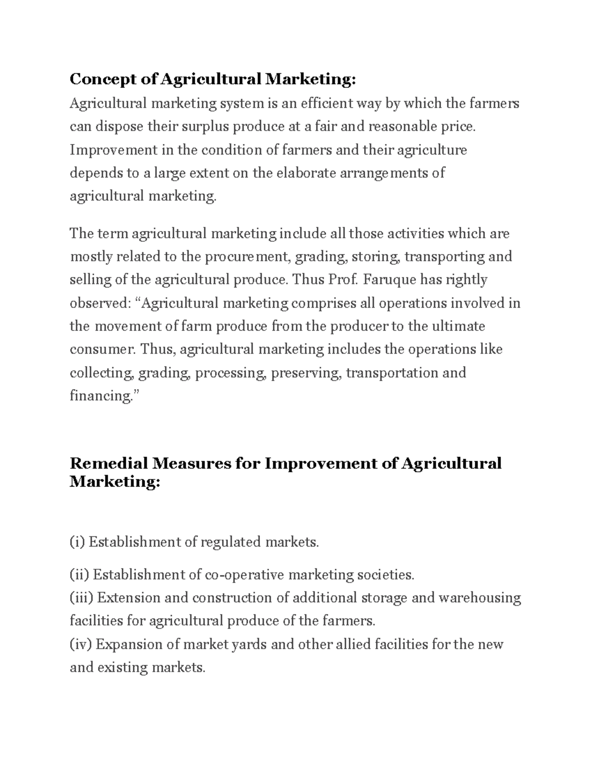 Agricultural Marketing Concept of Agricultural Marketing