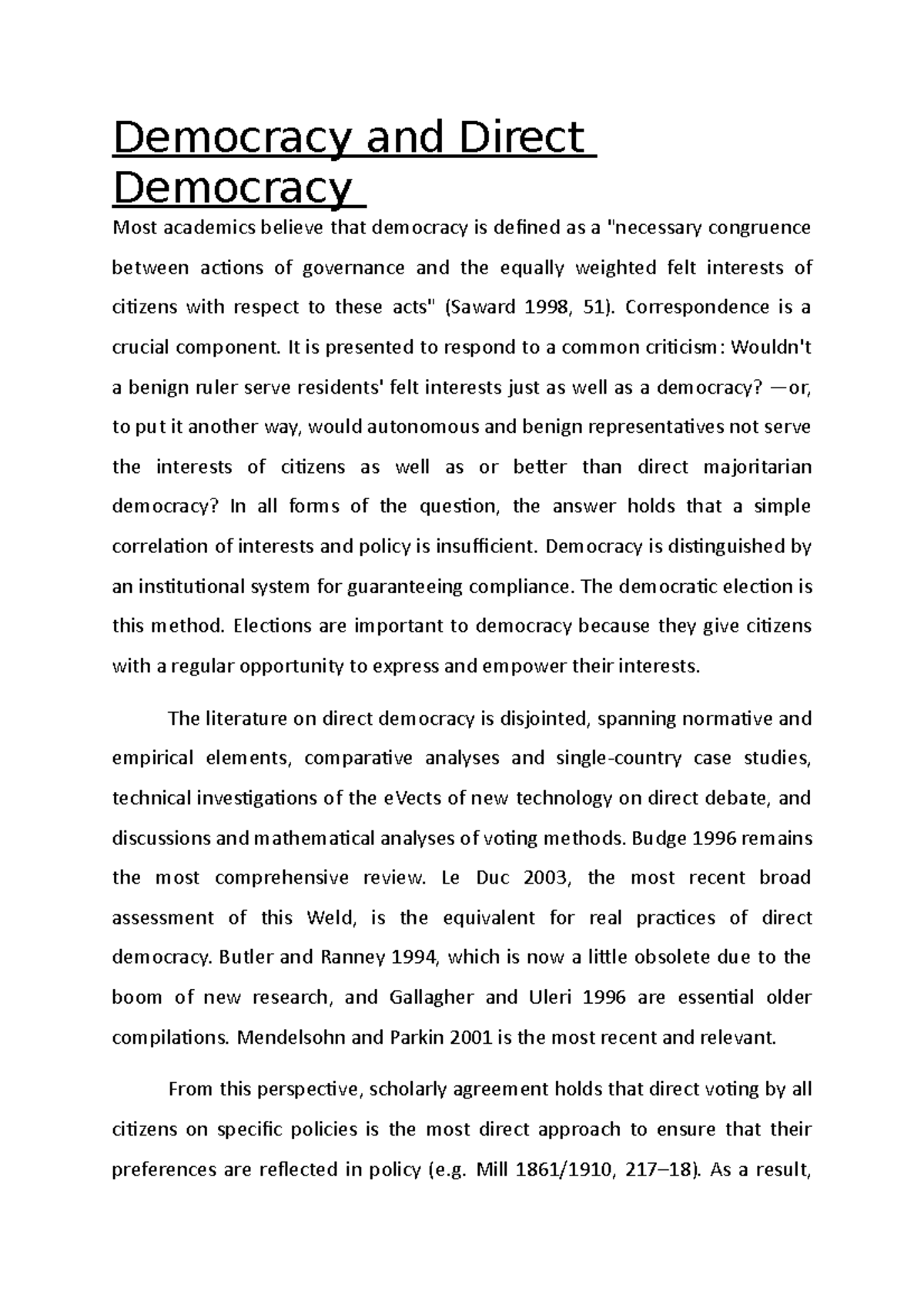 Democracy and Direct Democracy Democracy and Direct Democracy Most