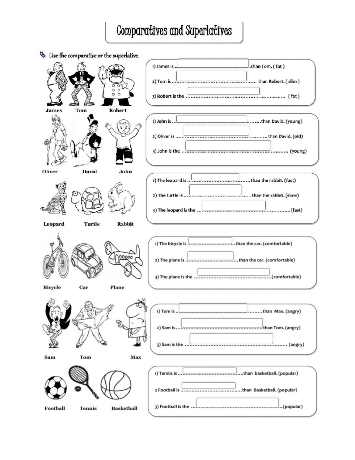 GUIA1 Comparativos y superlativos en inglés, guía de quinto grado