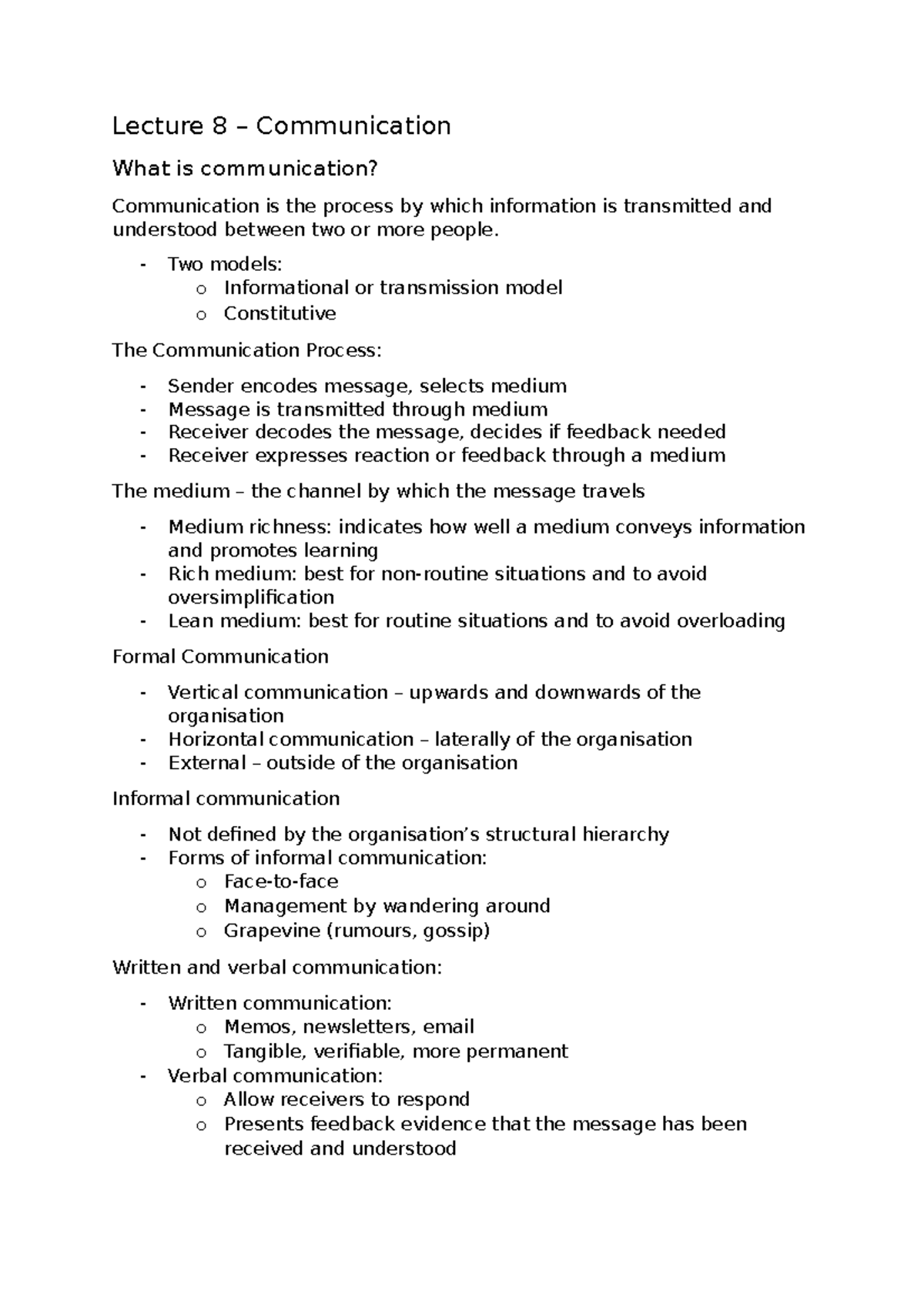 Lecture 8 - Communication - Lecture 8 – Communication What is ...