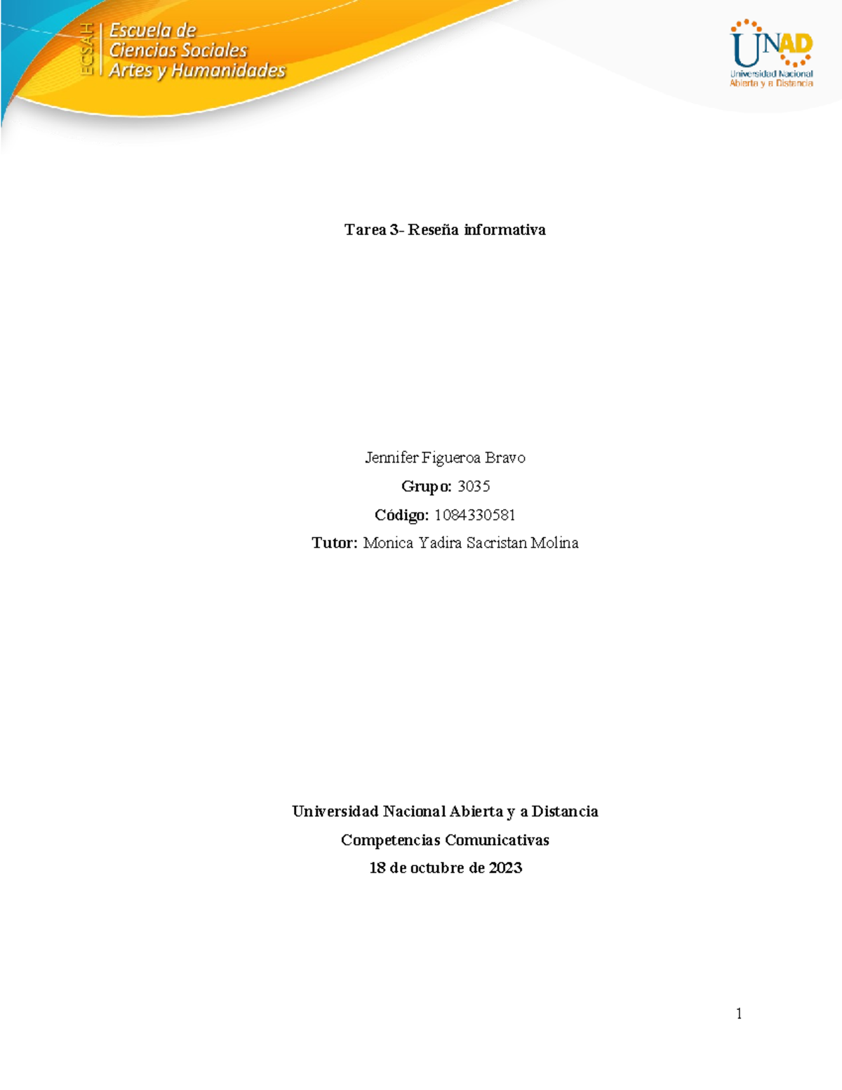 Tarea 3 Reseña 3035 - Tarea 3- Reseña informativa Jennifer Figueroa ...