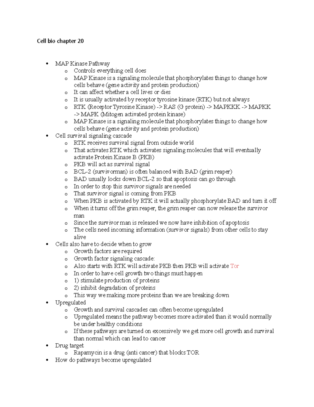 Cell bio chapter 20 - Lecture notes 10 - Cell bio chapter 20 MAP Kinase ...
