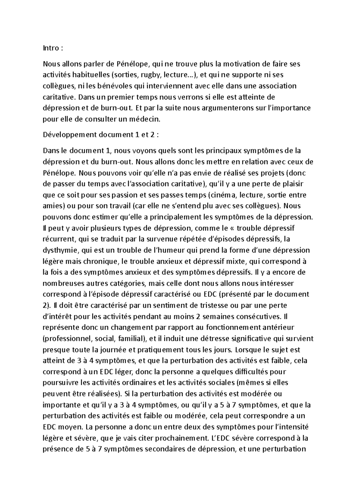 Dépression ou burn out - Oral spécialité svt terminale. Sujet/chapitre ...