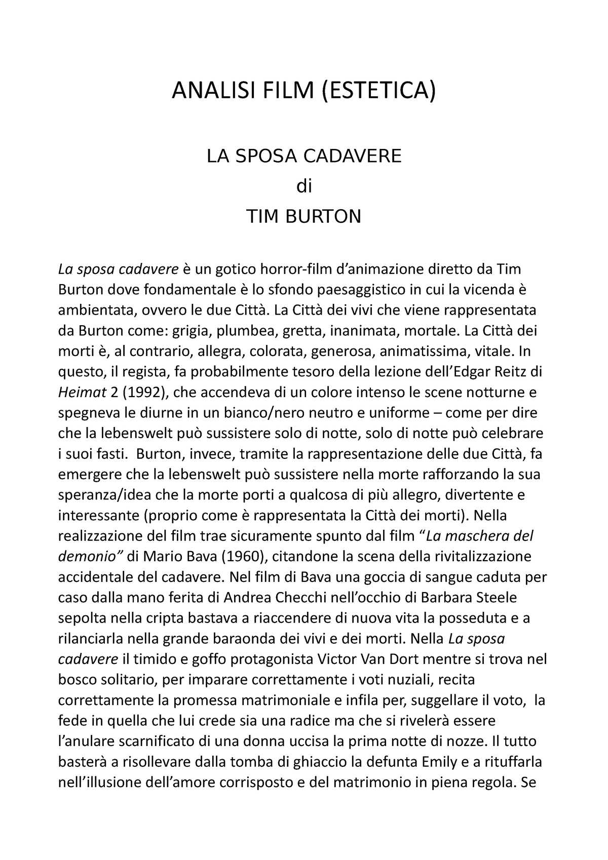 La sposa cadavere, Pag 6: La scenografia