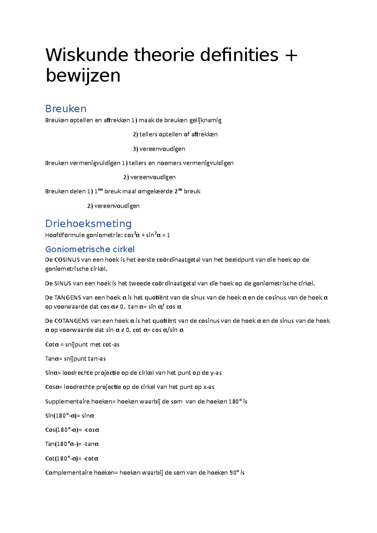 Wiskunde Theorie Definities 4e Middelbaar Kerstmis - Wiskunde Theorie ...