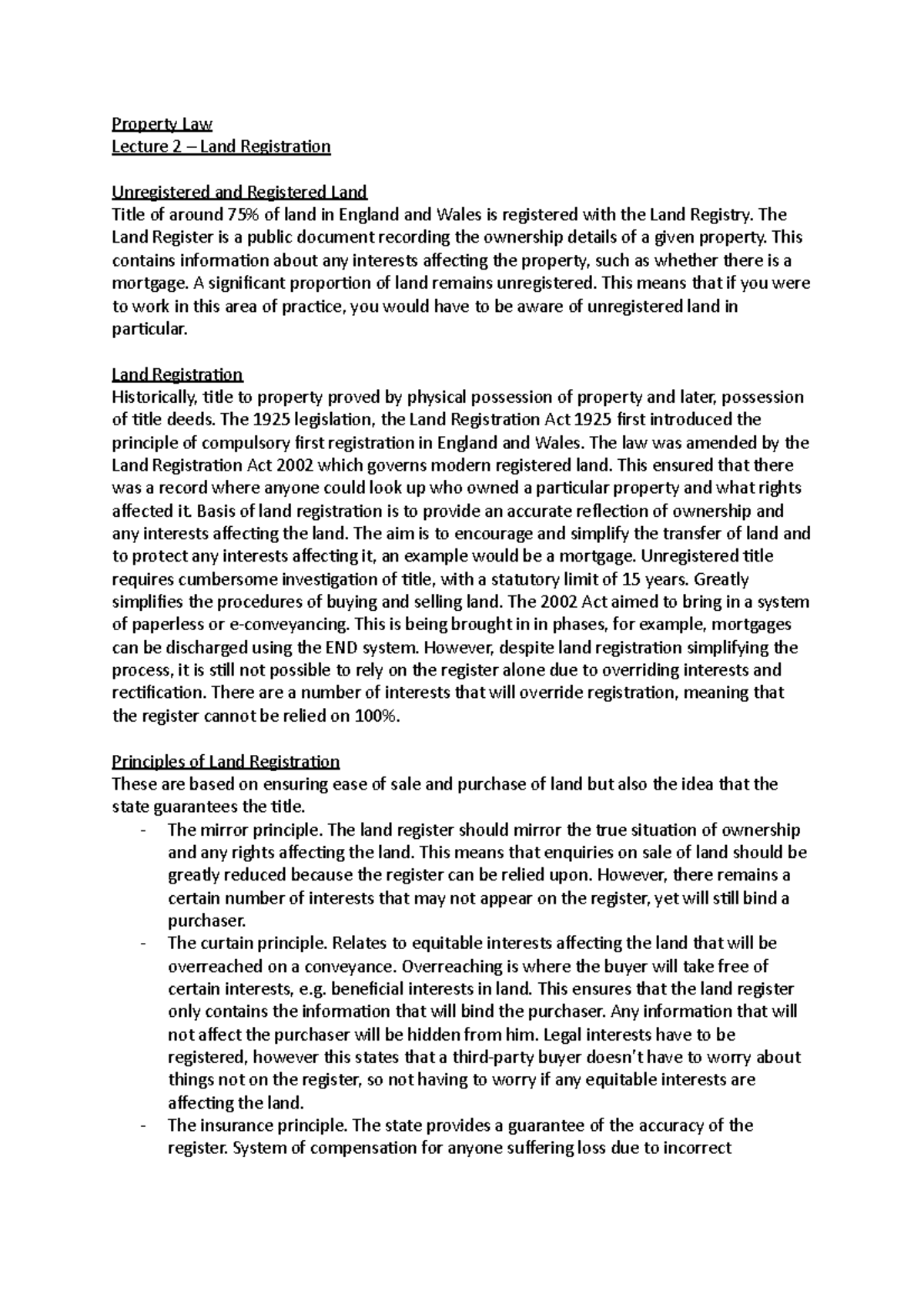 Lecture 2 - Land Registration - Property Law Lecture 2 – Land ...