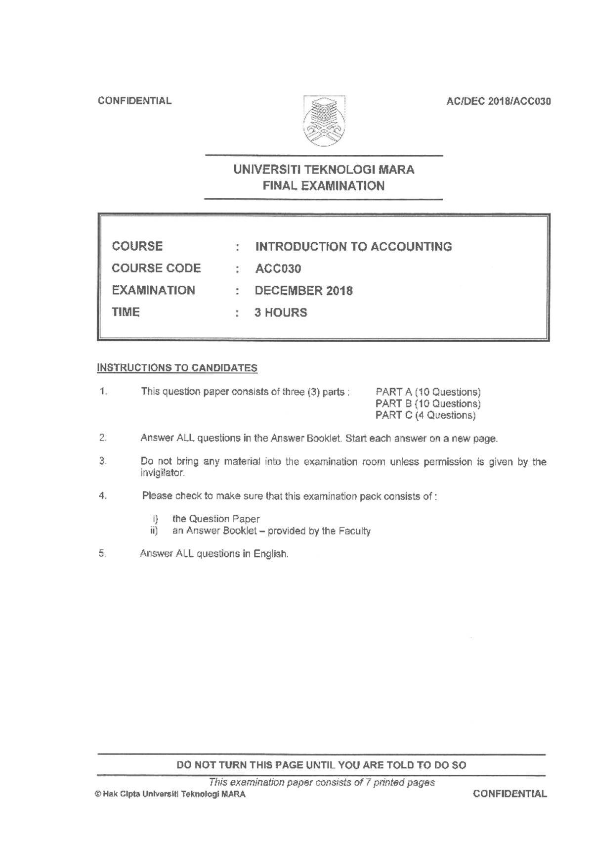 Dec 2018 Introduction In Financial Accounting StuDocu