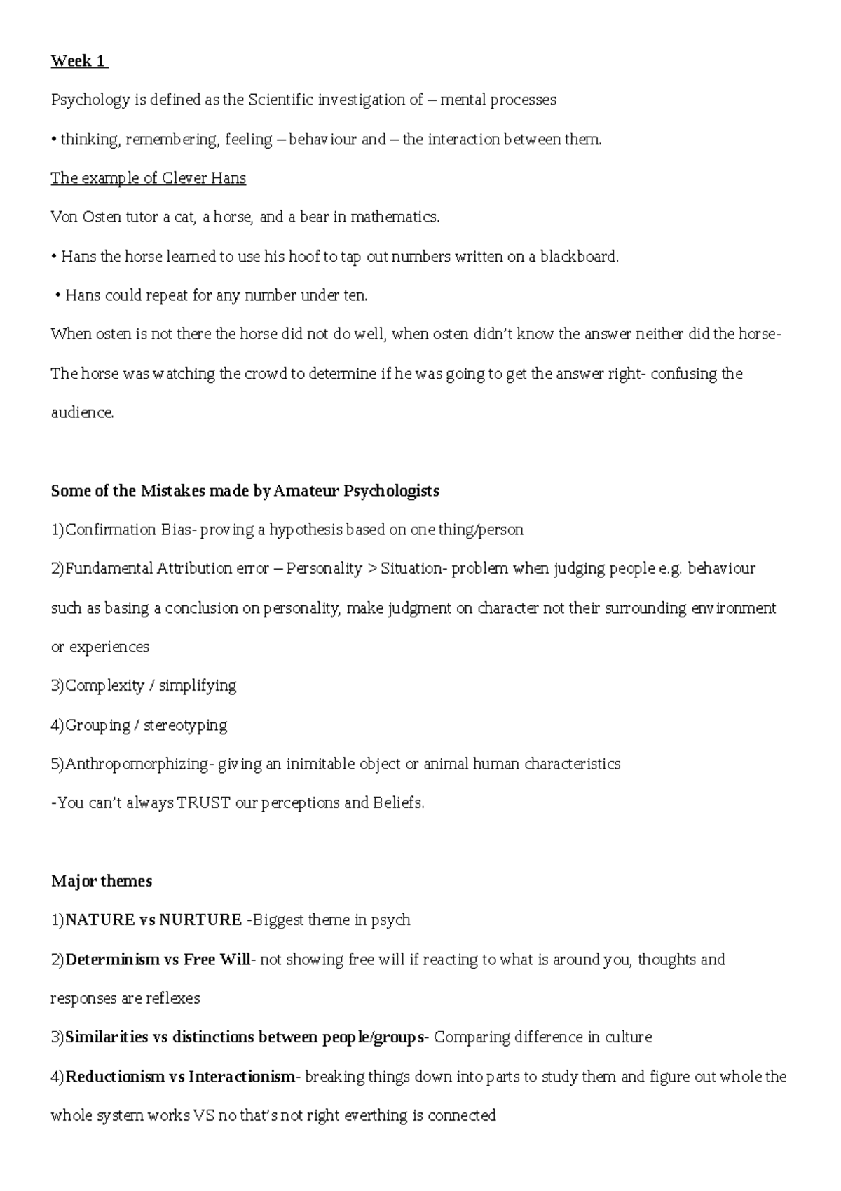Summary PSYC1020 Week 1 - Week 1 Psychology is defined as the ...
